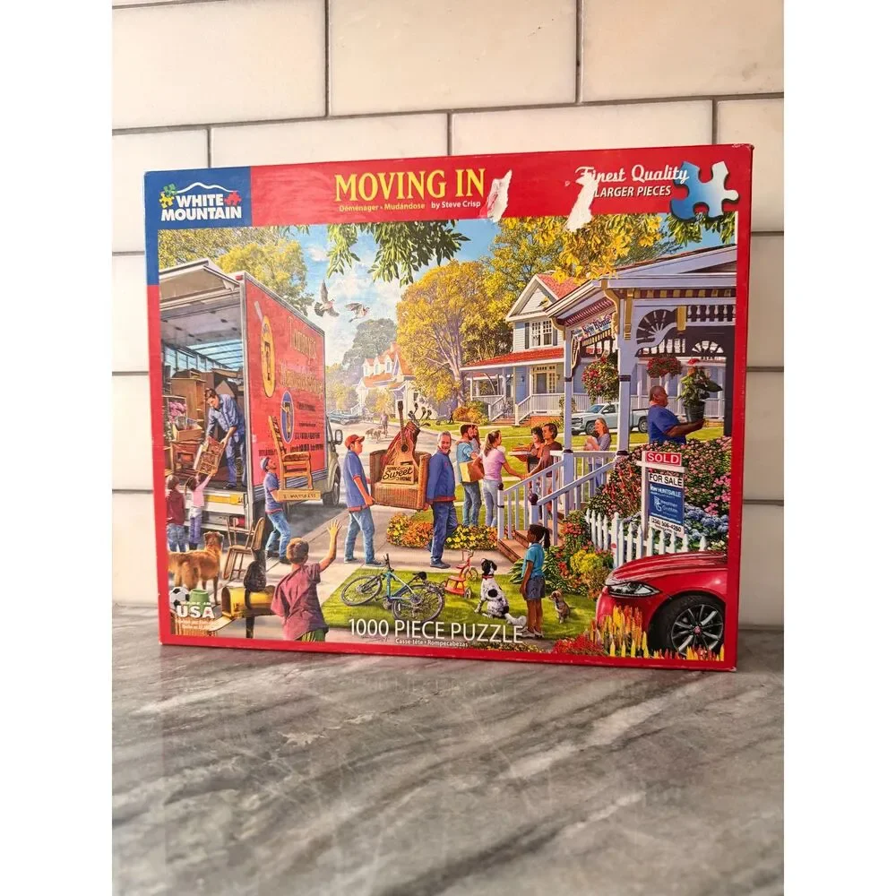 White Mountain Puzzle Lot 1000 Pc Jigsaw Puzzles Moving In & Yard Sale 24